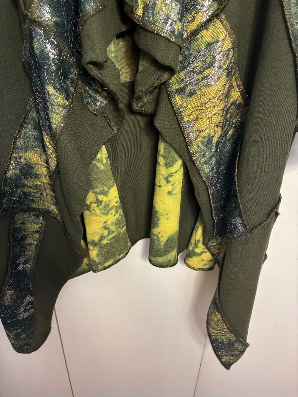Axel Hardy Patchwork Olive Cardigan Multi Media Boho RenFair Fairygoth AvantGard - Picture 4 of 10